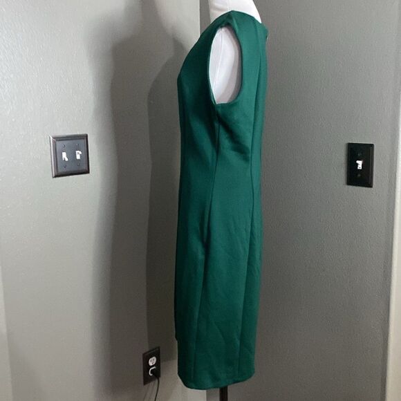 Haani Hunter Green Sheath Dress Stretch Sleeveless - Picture 7 of 9